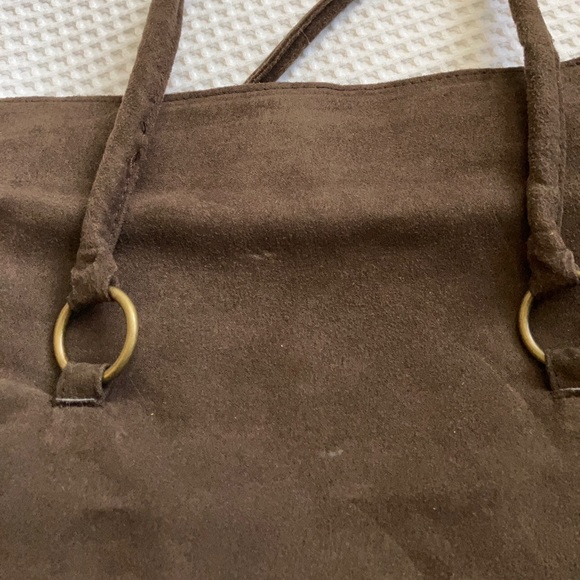 Brown faux suede handbag - Picture 5 of 6